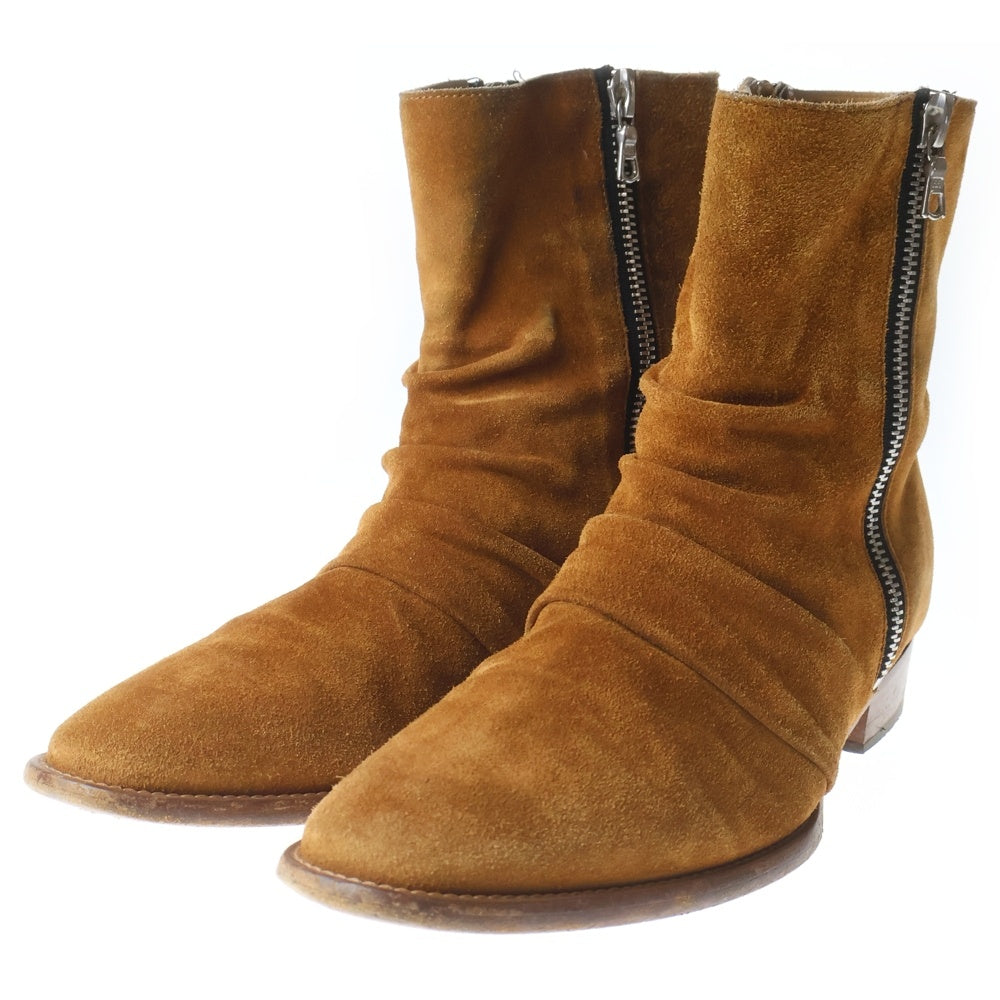 AMIRI(アミリ) SKINNY STACK BOOT スキニー スタック サイドジップ スウェード ブーツ ブラウン MSSST-SUE