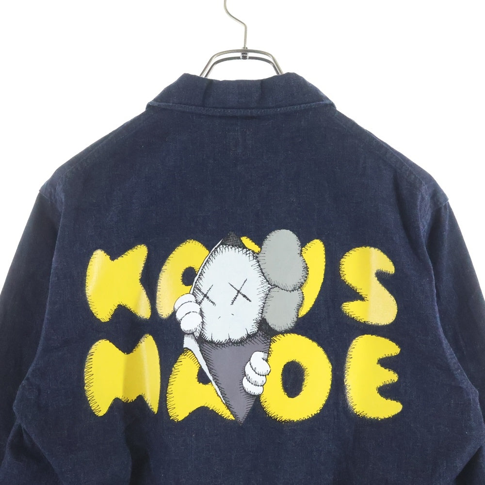 HUMAN MADE(ヒューマンメイド) 24SS ×KAWS KAWS MADE DENIM COVERALL JACKET カウズ カウズメイド デニム カバーオール ジャケット インディゴ HM-1917