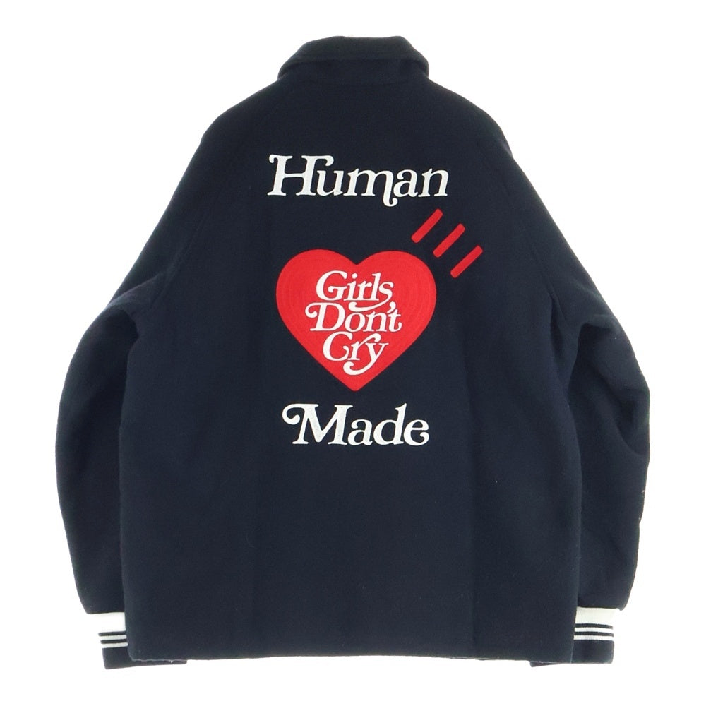 HUMAN MADE(ヒューマンメイド) 24SS ×GIRLS DON'T CRY STADIUM JACKET ガールズドントクライ 背面ロゴエンブロイダリー スタジアムジャケット ブラック/レッド HM-1719