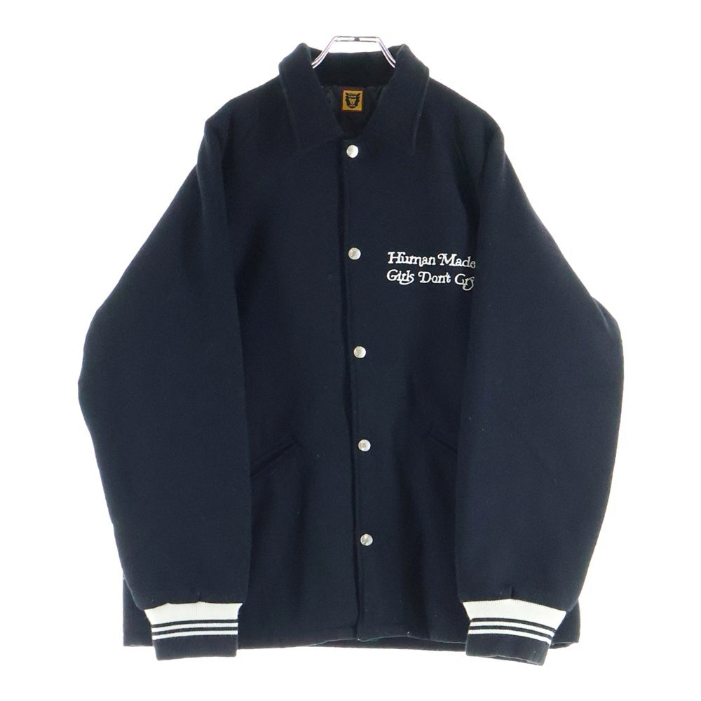 HUMAN MADE(ヒューマンメイド) 24SS ×GIRLS DON'T CRY STADIUM JACKET ガールズドントクライ 背面ロゴエンブロイダリー スタジアムジャケット ブラック/レッド HM-1719