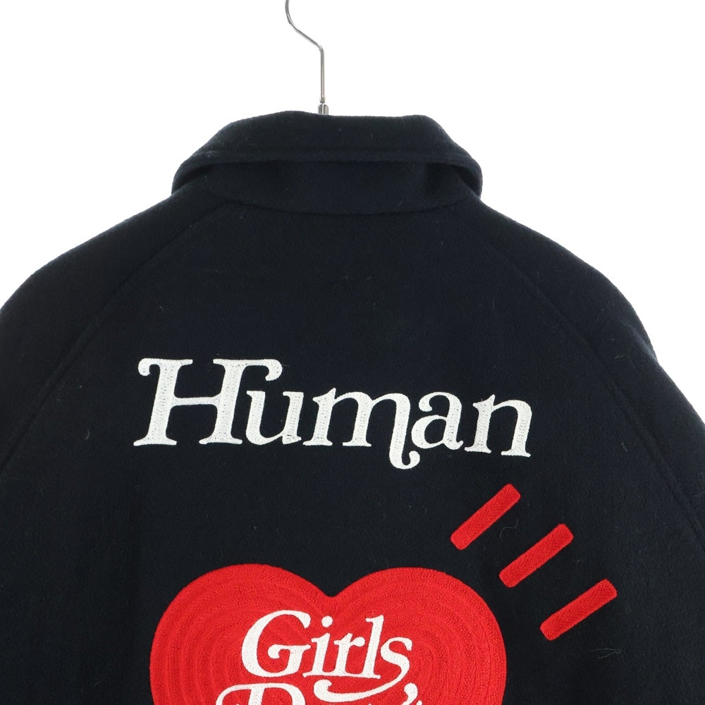HUMAN MADE(ヒューマンメイド) 24SS ×GIRLS DON'T CRY STADIUM JACKET ガールズドントクライ 背面ロゴエンブロイダリー スタジアムジャケット ブラック/レッド HM-1719