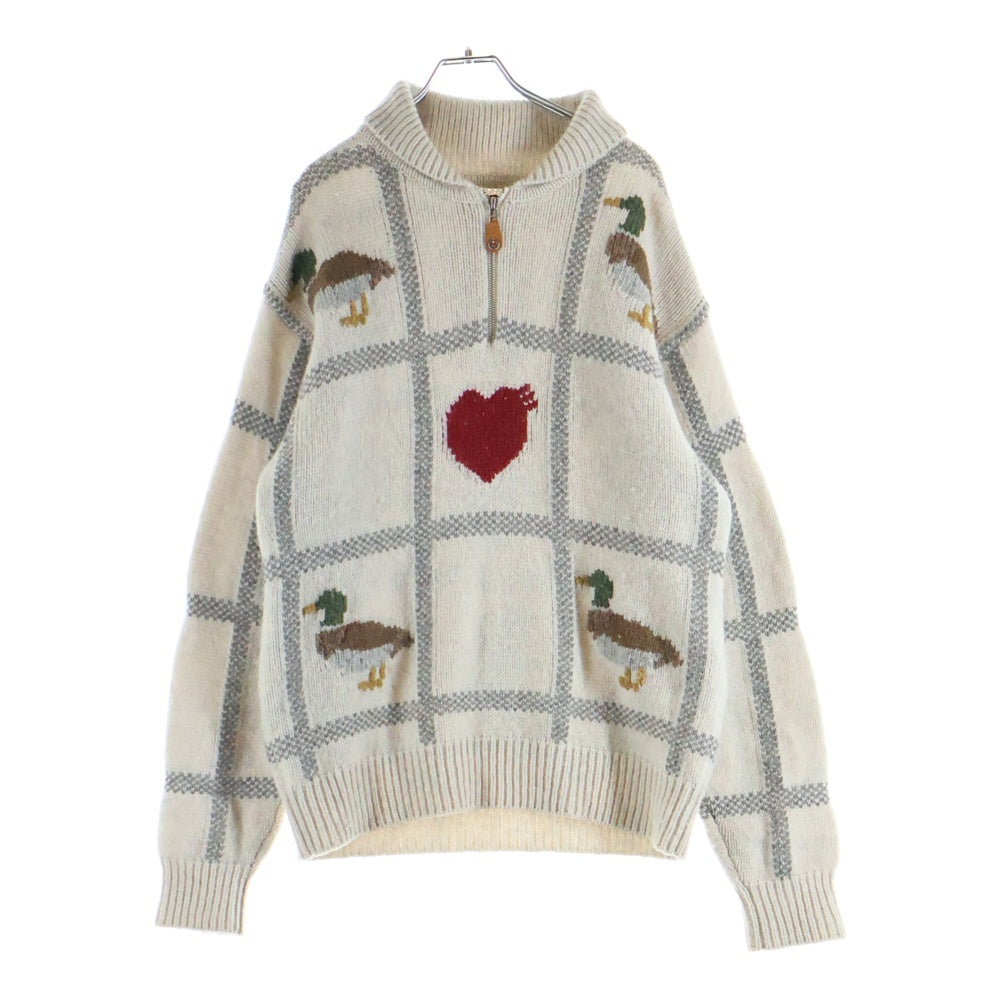 HUMAN MADE(ヒューマンメイド) 24AW ANIMAL HALF-ZIP KNIT SWEATER アニマルハーフジップ ニットセーター ベージュ HM28CS015