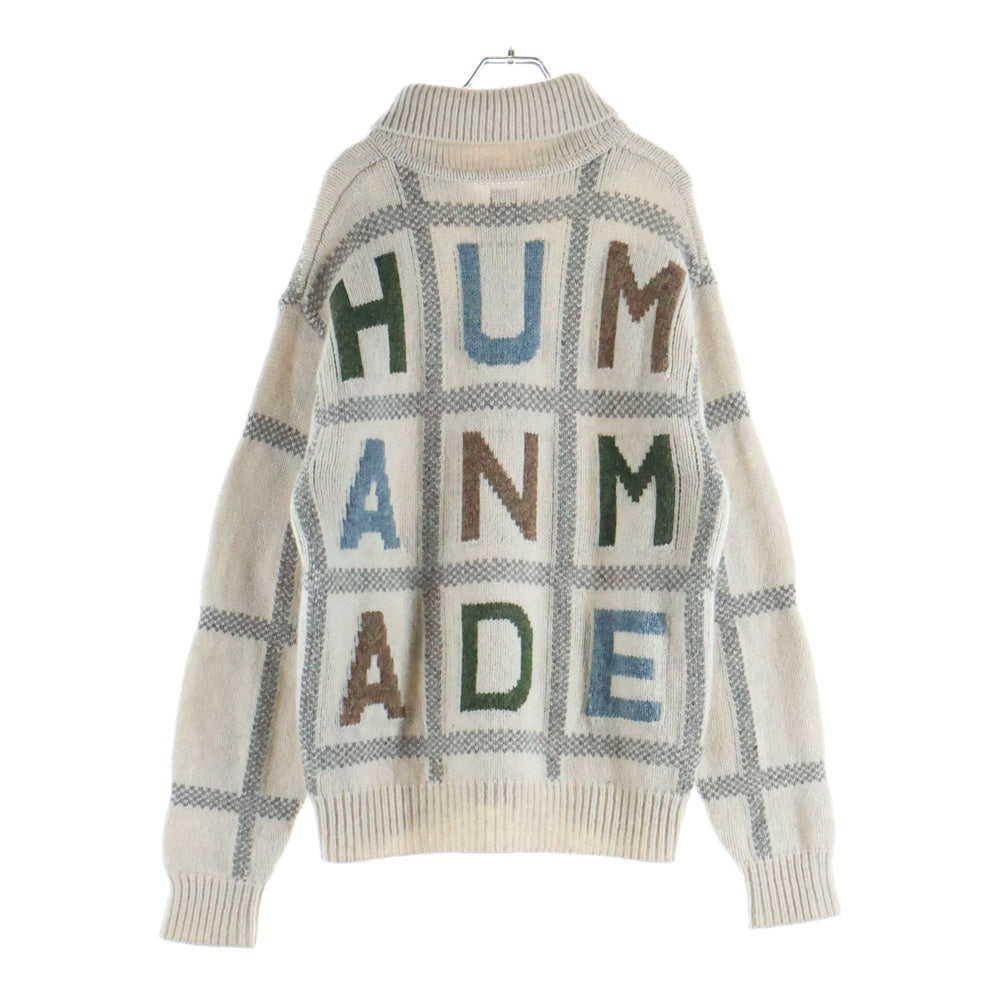 HUMAN MADE(ヒューマンメイド) 24AW ANIMAL HALF-ZIP KNIT SWEATER アニマルハーフジップ ニットセーター ベージュ HM28CS015
