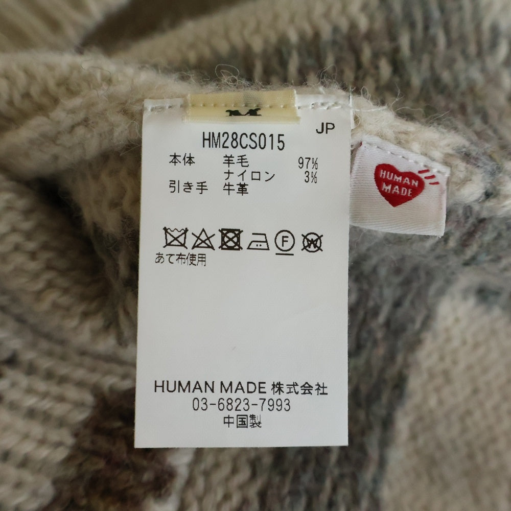 HUMAN MADE(ヒューマンメイド) 24AW ANIMAL HALF-ZIP KNIT SWEATER アニマルハーフジップ ニットセーター ベージュ HM28CS015
