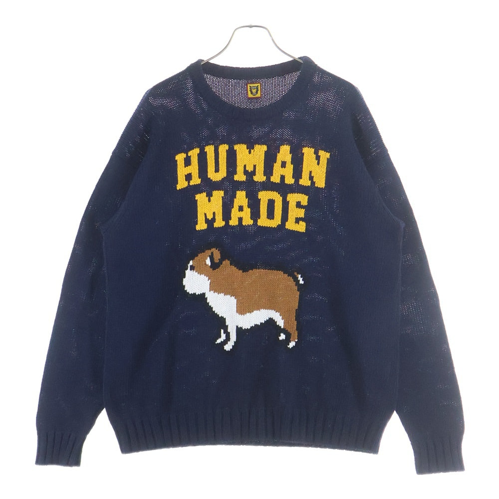 HUMAN MADE(ヒューマンメイド) 22SS COTTON KNIT SWEATSHIRT コットン ニット スウェットロングスリーブシャツ ネイビー