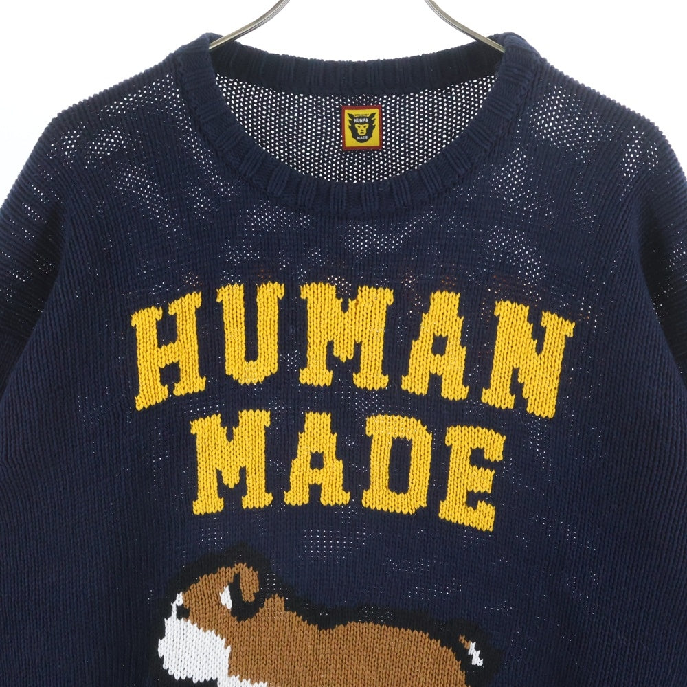 HUMAN MADE(ヒューマンメイド) 22SS COTTON KNIT SWEATSHIRT コットン ニット スウェットロングスリーブシャツ ネイビー