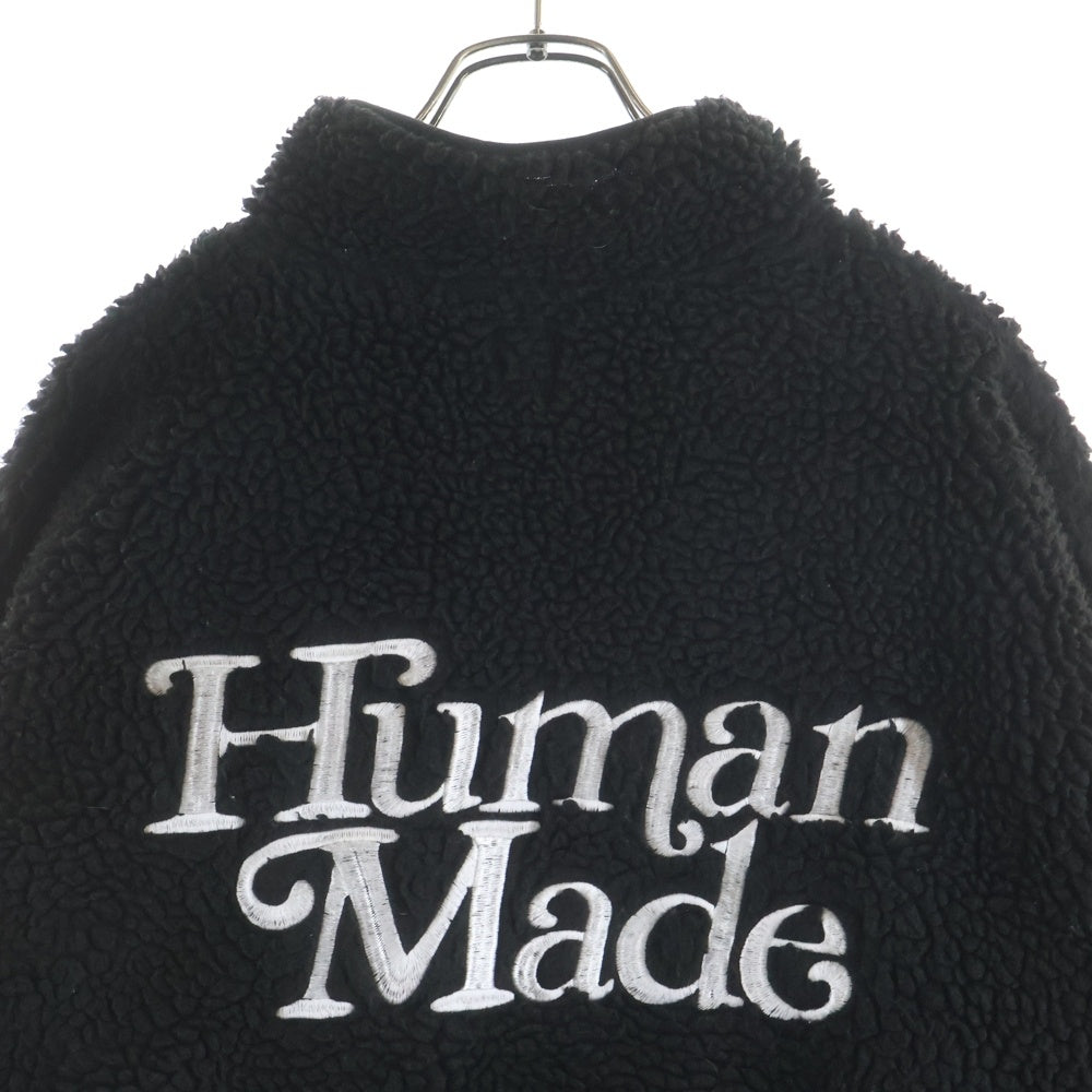 HUMAN MADE(ヒューマンメイド) 20AW ×GIRLS DON'T CRY ガールズドントクライ ロゴエンブロイダリー ハーフスナップボタン ボアフリースジャケット ブラック