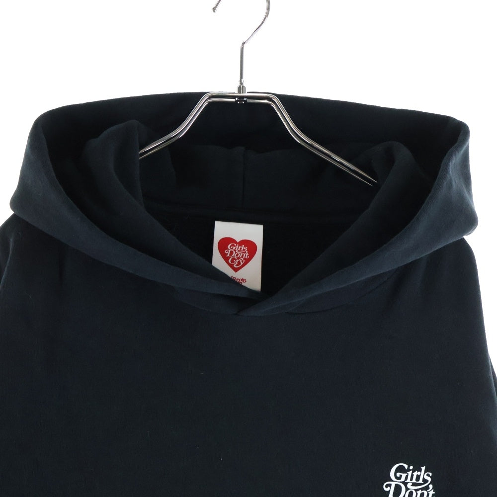 Girls Don't Cry(ガールズドントクライ) LOGO HOODIE PARKA 背面ロゴプリント フーデットスウェットパーカー ブラック