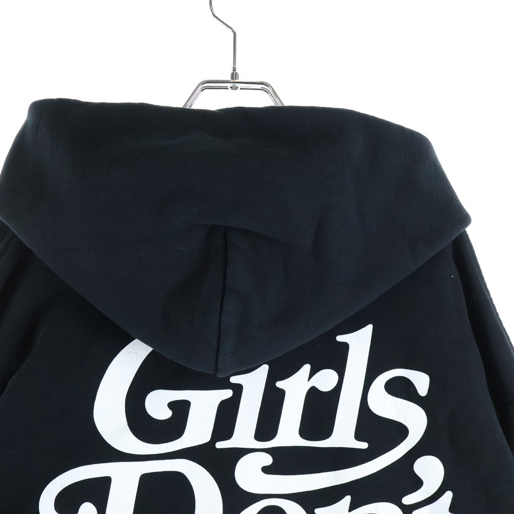 Girls Don't Cry(ガールズドントクライ) LOGO HOODIE PARKA 背面ロゴプリント フーデットスウェットパーカー ブラック