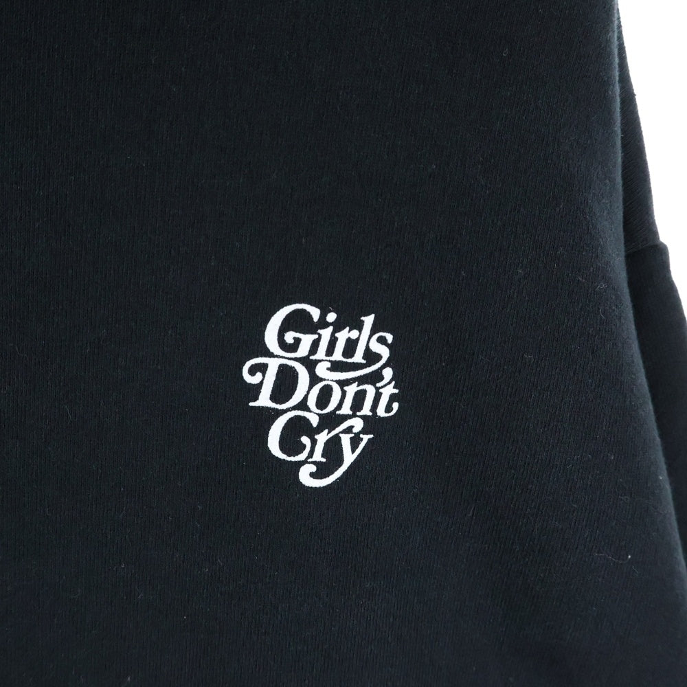 Girls Don't Cry(ガールズドントクライ) LOGO HOODIE PARKA 背面ロゴプリント フーデットスウェットパーカー ブラック