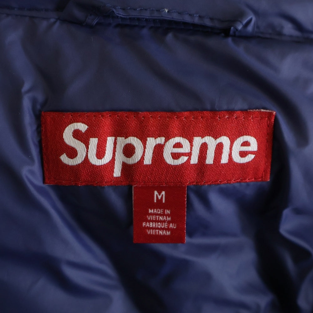 SUPREME(シュプリーム) 24AW Micro Down Pullover マイクロ ロゴデザイン フーデッド ハーフジップアップ ダウンジャケット ブルー