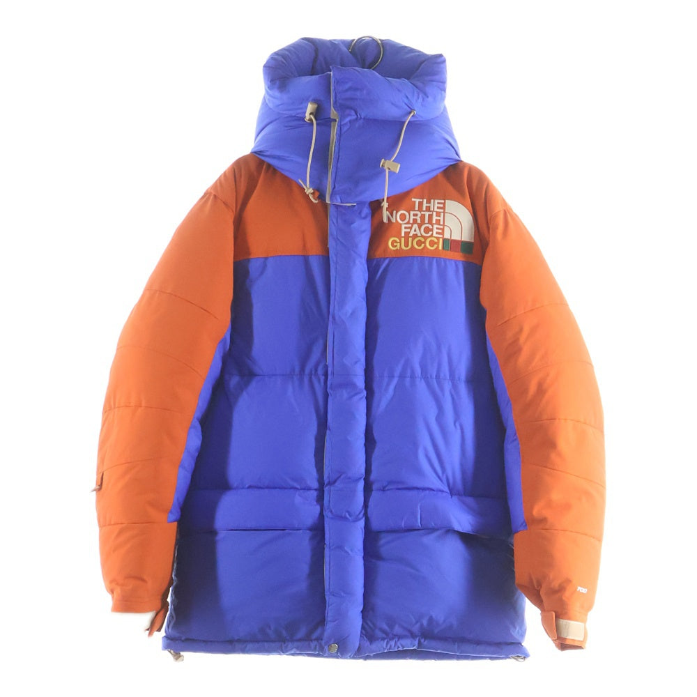 GUCCI(グッチ) 21AW ×THE NORTH FACE ザ ノース フェイス エンブロイダリーロゴデザイン ジップアップ ダウンジャケット ブルー 663895