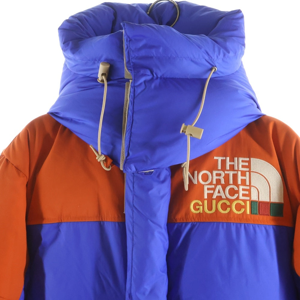GUCCI(グッチ) 21AW ×THE NORTH FACE ザ ノース フェイス エンブロイダリーロゴデザイン ジップアップ ダウンジャケット ブルー 663895