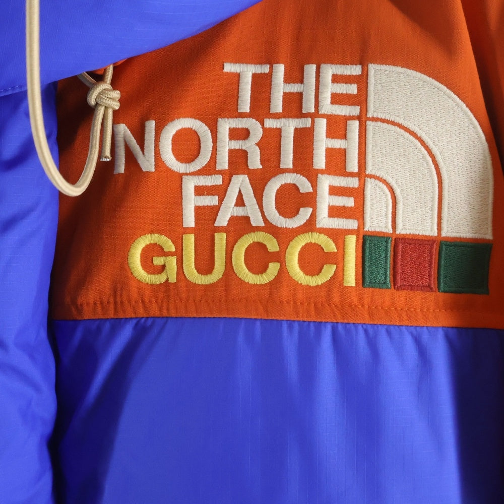 GUCCI(グッチ) 21AW ×THE NORTH FACE ザ ノース フェイス エンブロイダリーロゴデザイン ジップアップ ダウンジャケット ブルー 663895