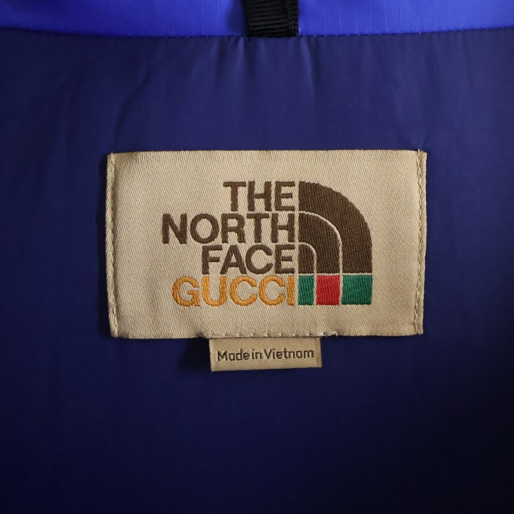 GUCCI(グッチ) 21AW ×THE NORTH FACE ザ ノース フェイス エンブロイダリーロゴデザイン ジップアップ ダウンジャケット ブルー 663895