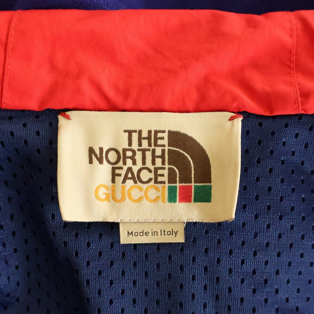 GUCCI(グッチ) 21AW ×THE NORTH FACE ノースフェイス ロゴデザイン ナイロン切り替え フーデッド ジップアップ スウェット パーカー パープル 671462