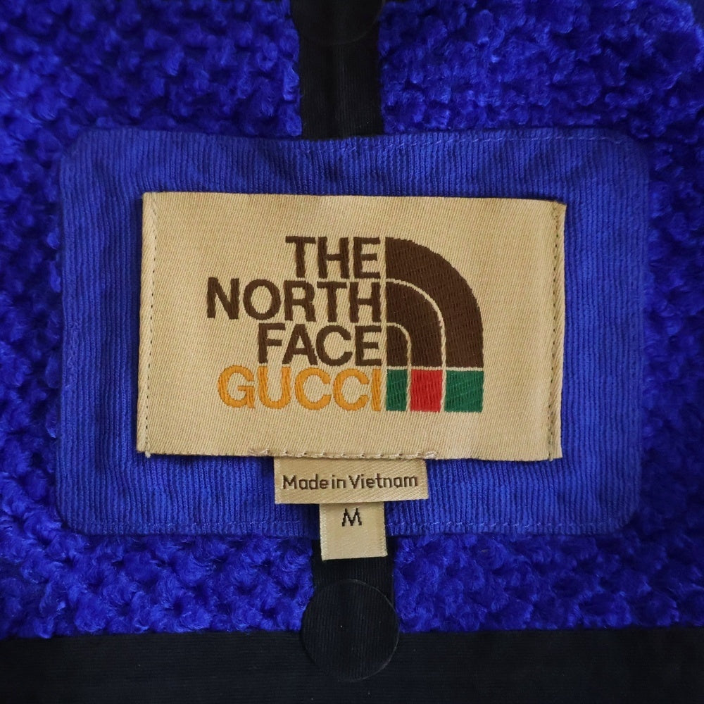 GUCCI(グッチ) 22SS ×THE NORTH FACE ノースフェイス ロゴデザイン フーデッド ジップアップ 裏起毛スウェット パーカー ブルー 663909