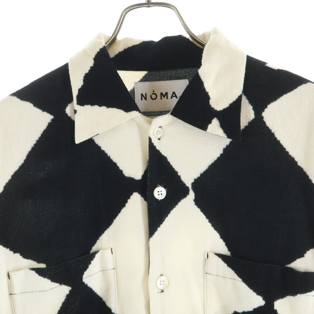 NOMA t.d.(ノーマティーディー) NOMA t.d. ノマ FLANNEL OPEN COLLAR SHIRT フランネル オープンカラー 長袖シャツ ブラック/ホワイト N38-SH01
