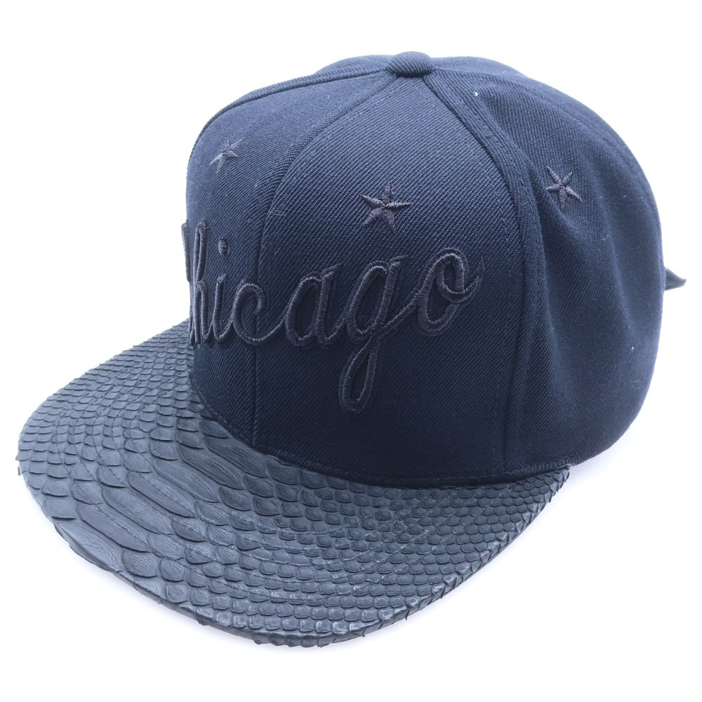 RSVP(アールブイエスピー) ×MITCHELL&NESS ×JUST DON CHICAGO BULLS ミッチェル&ネス ジャストドン ロゴ刺繍 クロコ ベースボールキャップ ブラック