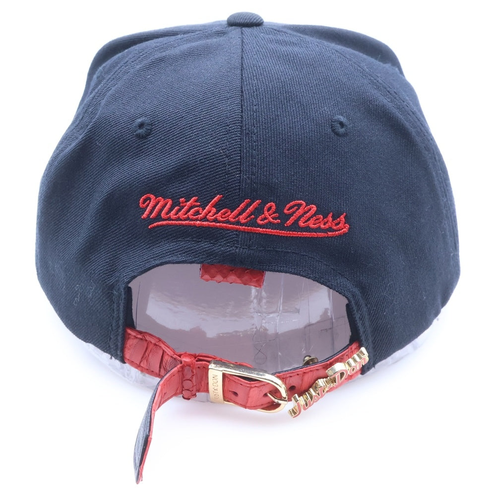 RSVP(アールブイエスピー) ×MITCHELL&NESS ×JUST DON CHICAGO BULLS ミッチェル&ネス ジャストドン ロゴ刺繍 クロコ ベースボールキャップ 帽子 レッド/ブラック