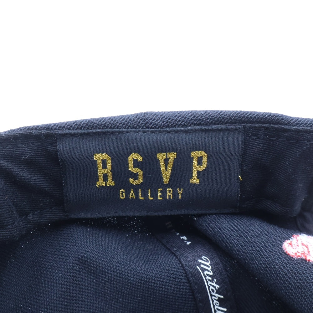 RSVP(アールブイエスピー) ×MITCHELL&NESS ×JUST DON CHICAGO BULLS ミッチェル&ネス ジャストドン ロゴ刺繍 クロコ ベースボールキャップ 帽子 レッド/ブラック