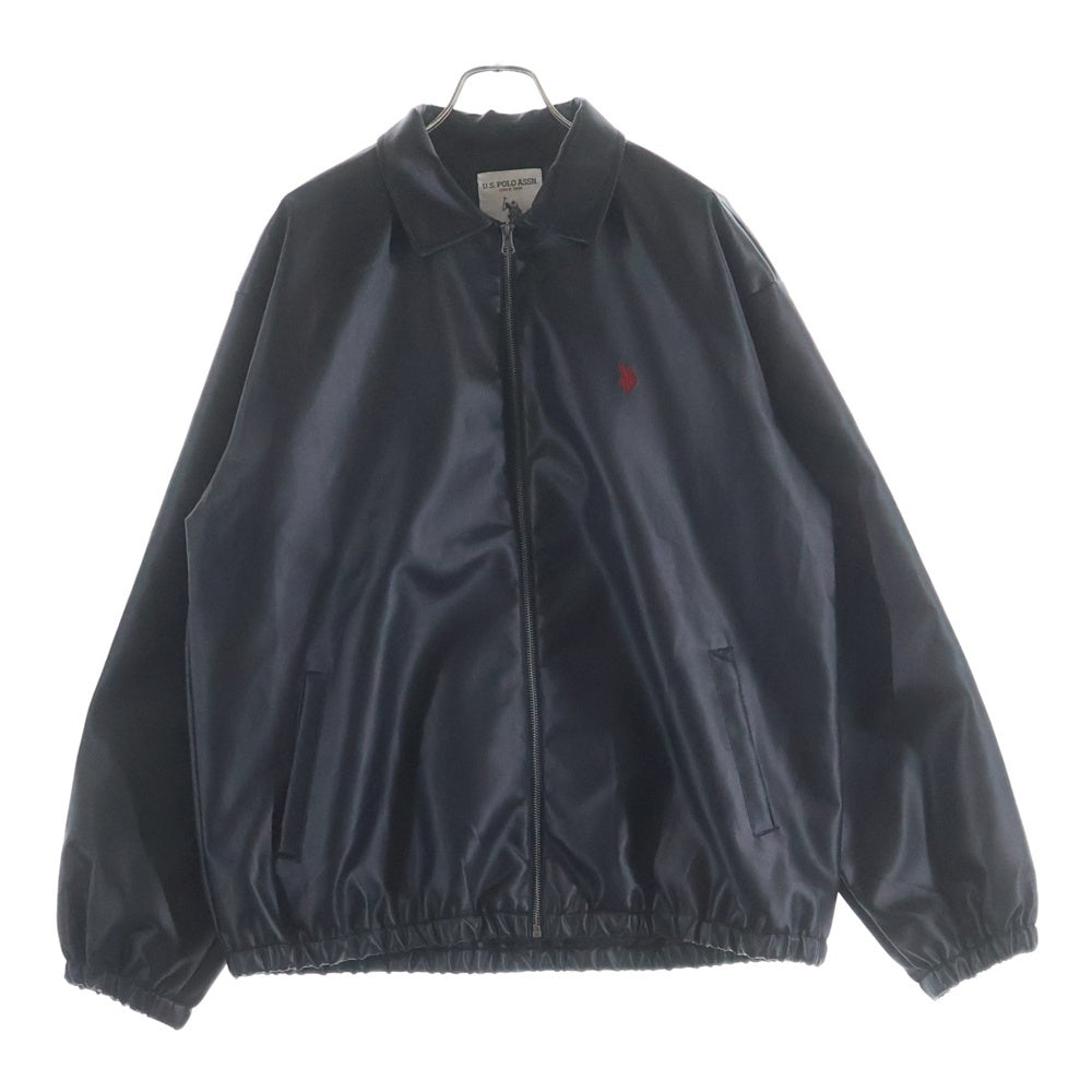 U.S. POLO ASSN.(ユーエスポロアッスン) エンブロイダリーロゴデザイン ダブルポケット ジップアップ フェイクレザージャケット ブラック PLM43818WG