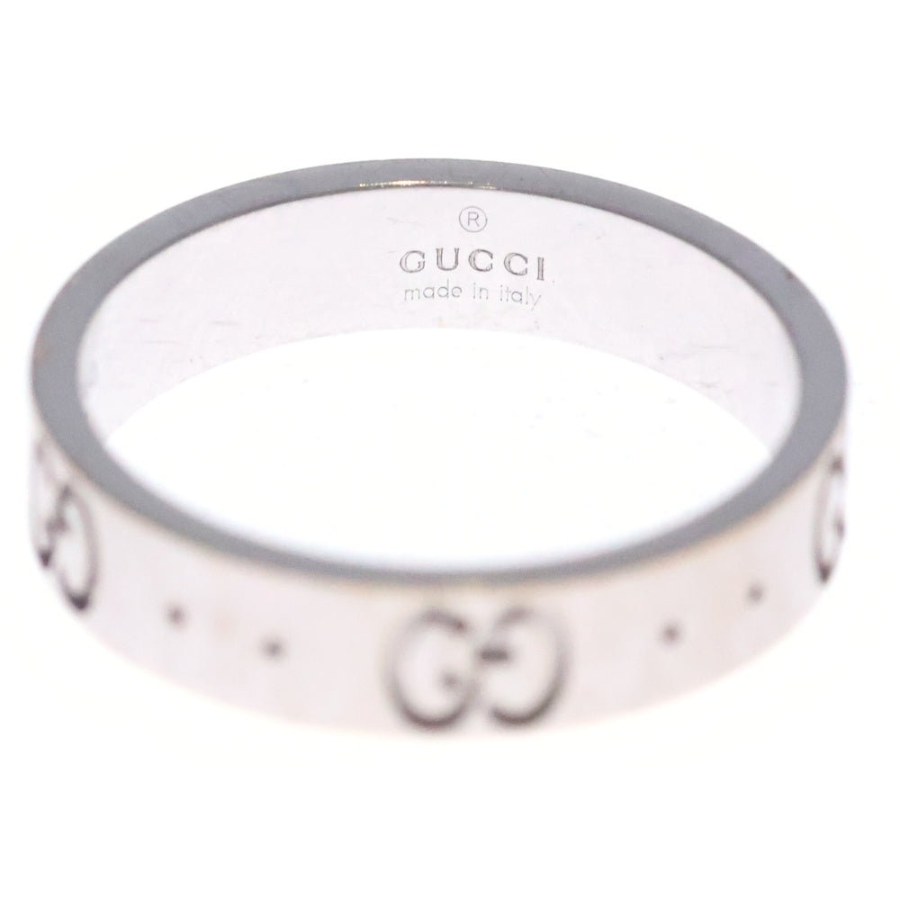 GUCCI(グッチ) アイコン インターロッキングG AU750 K18 WG スリムリング 指輪 ホワイトゴールド レディース