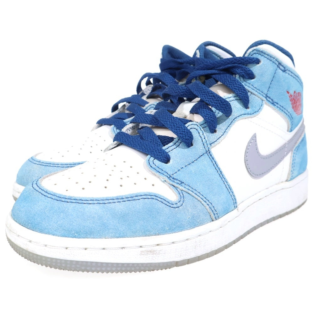 NIKE(ナイキ) GS AIR JORDAN 1 MID UNIVERSITY BLUE エアジョーダン ユニバーシティブルー ミッドカットスニーカー レディース ブルー/ホワイト US5/23.5cm DR6235-401