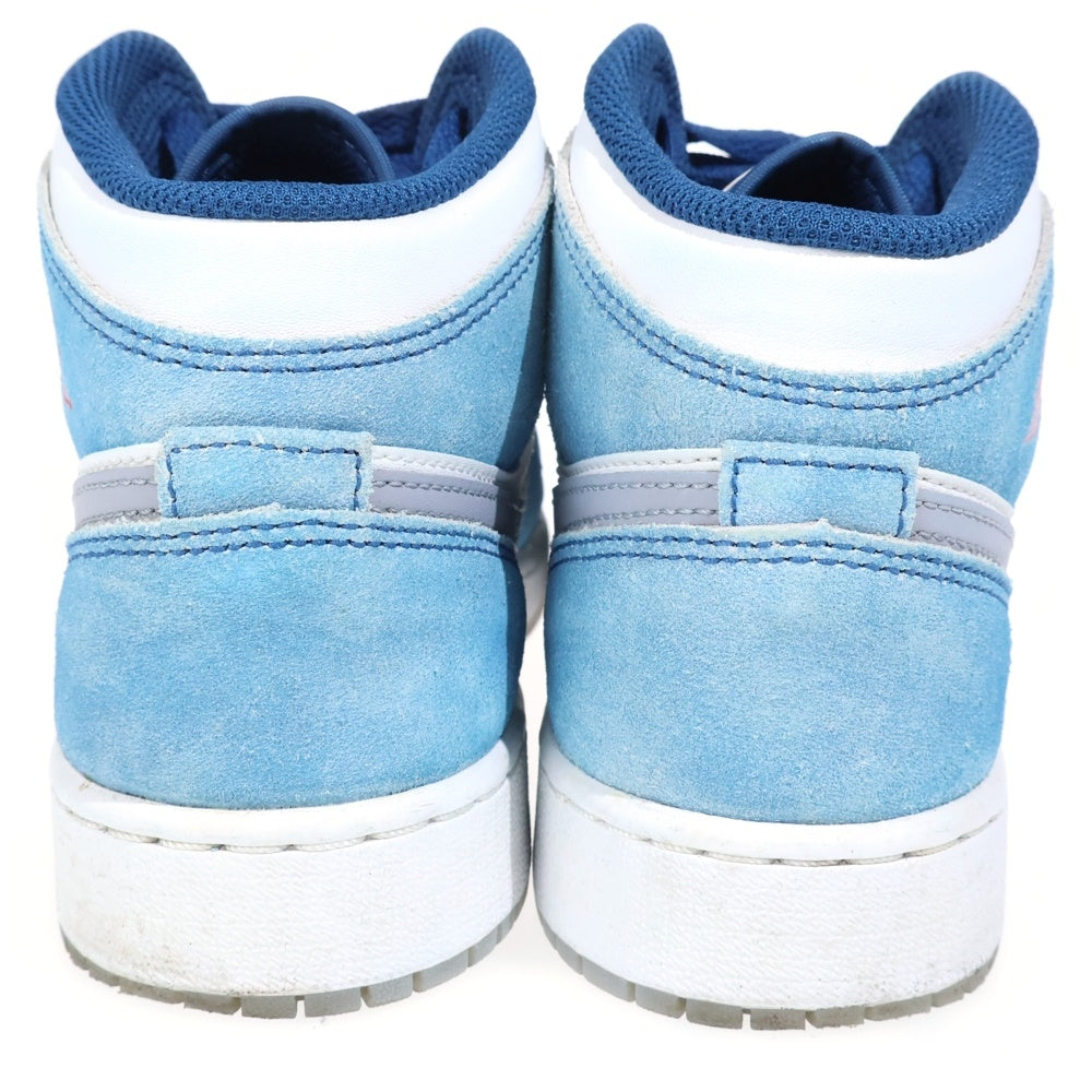 NIKE(ナイキ) GS AIR JORDAN 1 MID UNIVERSITY BLUE エアジョーダン ユニバーシティブルー ミッドカットスニーカー レディース ブルー/ホワイト US5/23.5cm DR6235-401