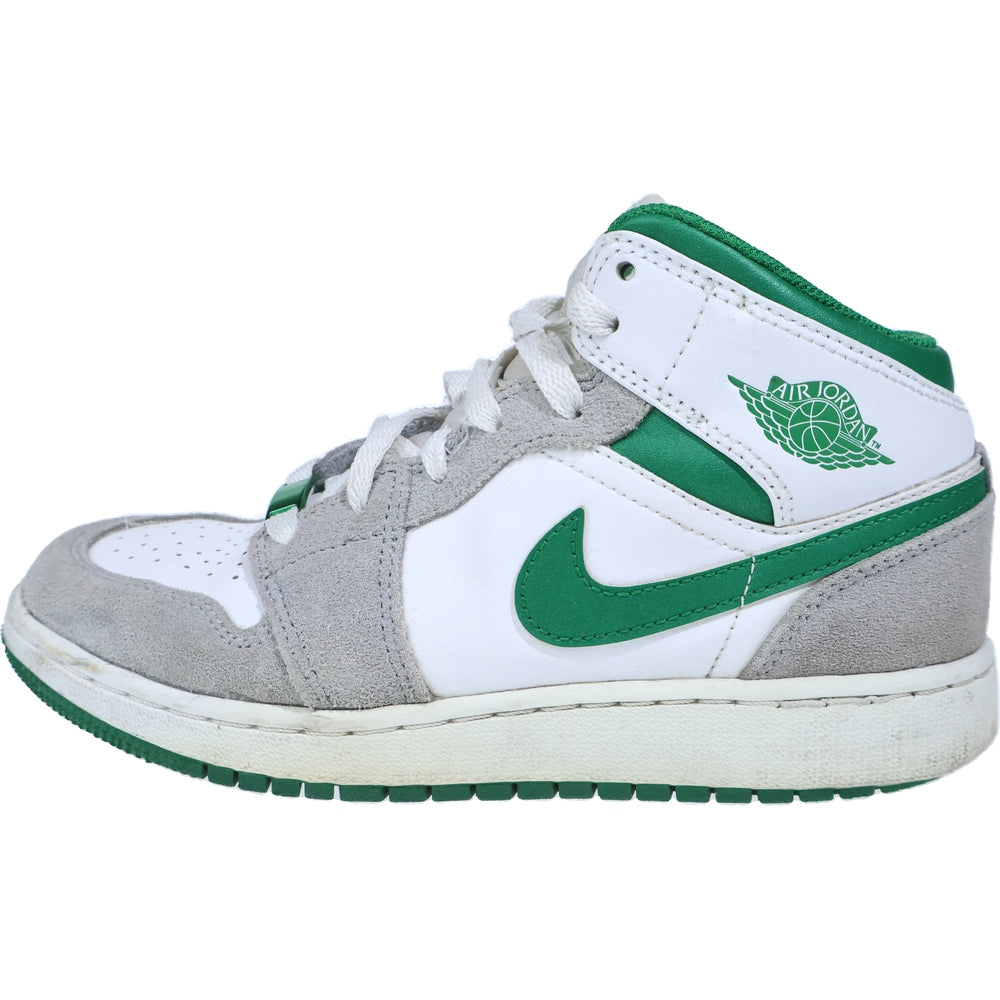 NIKE(ナイキ) GS AIR JORDAN 1 MID SE SMOKE GREY エアジョーダン スモークグレー ミッドカットスニーカー レディース グリーン/グレー US5/23.5cm DC7248-103