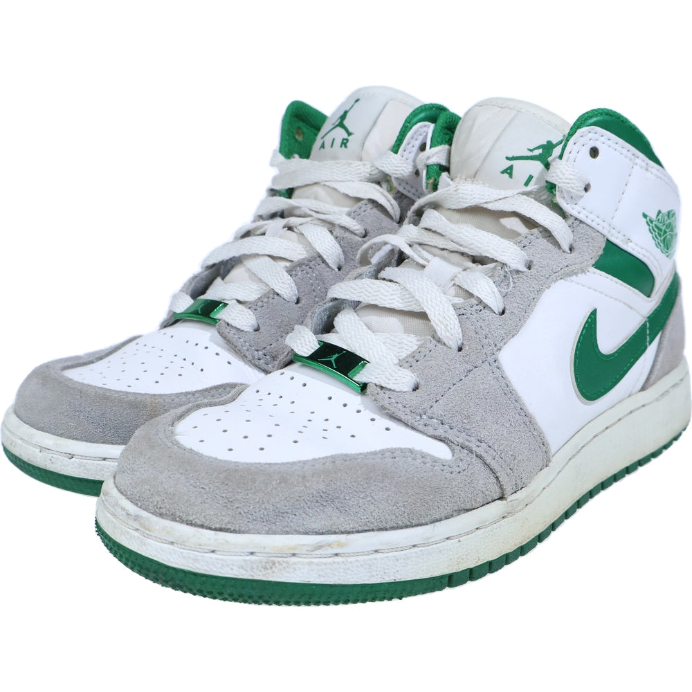 NIKE(ナイキ) GS AIR JORDAN 1 MID SE SMOKE GREY エアジョーダン スモークグレー ミッドカットスニーカー レディース グリーン/グレー US5/23.5cm DC7248-103