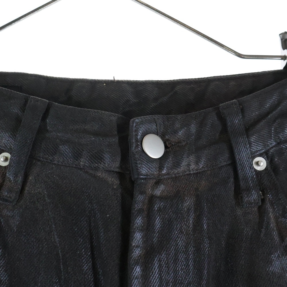 ZARA(ザラ) コーティングデニム リヨセルコットン ワイドストレートパンツ ブラウン 6045/406/700