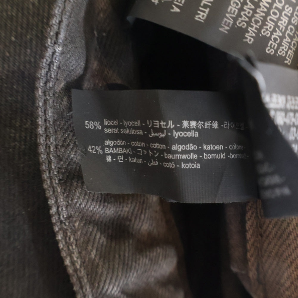 ZARA(ザラ) コーティングデニム リヨセルコットン ワイドストレートパンツ ブラウン 6045/406/700