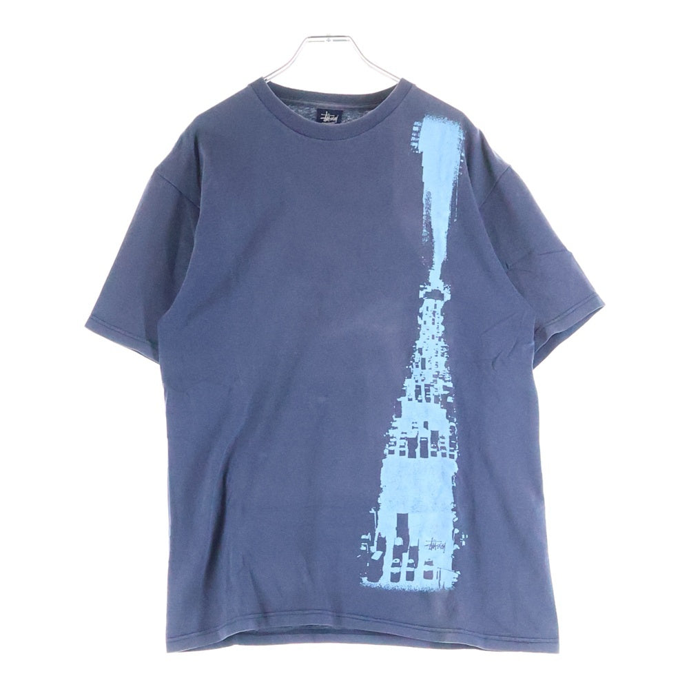STUSSY(ステューシー) 90S 紺タグ フロントプリント クルーネック半袖Tシャツ カットソー ネイビー
