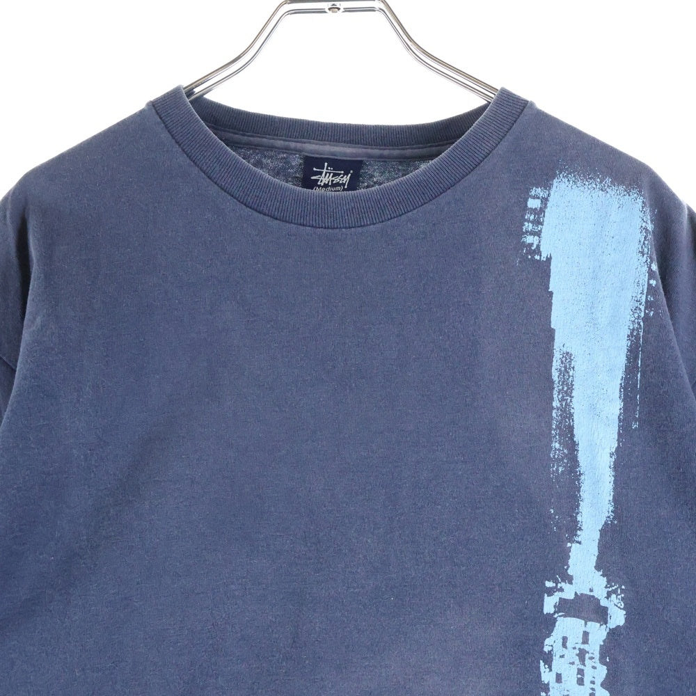 STUSSY(ステューシー) 90S 紺タグ フロントプリント クルーネック半袖Tシャツ カットソー ネイビー