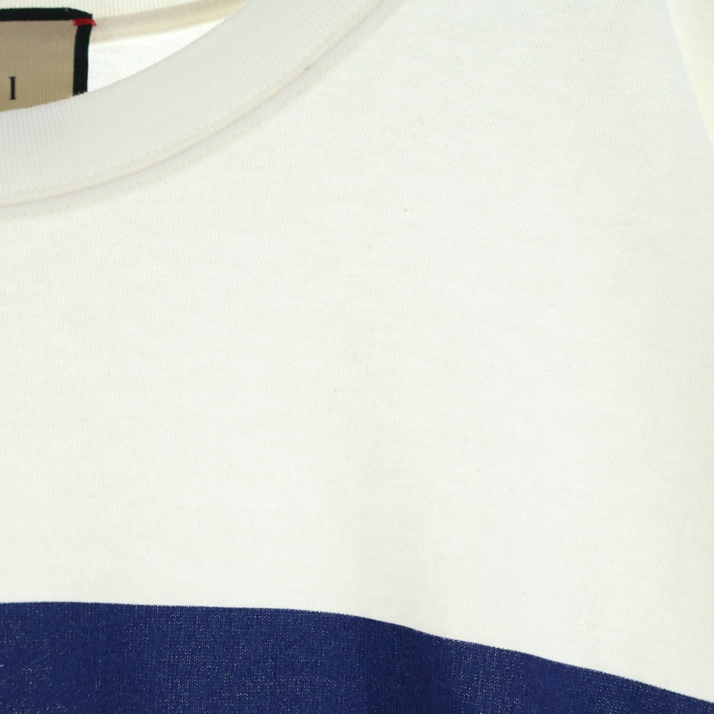 GUCCI(グッチ) 21SS インターロッキングG ストライププリント クルーネック カットソー 半袖Tシャツ ホワイト 616036 XJDAG