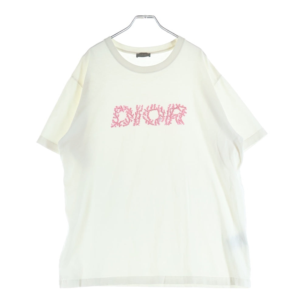 DIOR(ディオール) ITALIC CORAL LOGO T-SHIRT イタリックコーラル ロゴ クルーネック カットソー 半袖Tシャツ ホワイト 483J696C0847