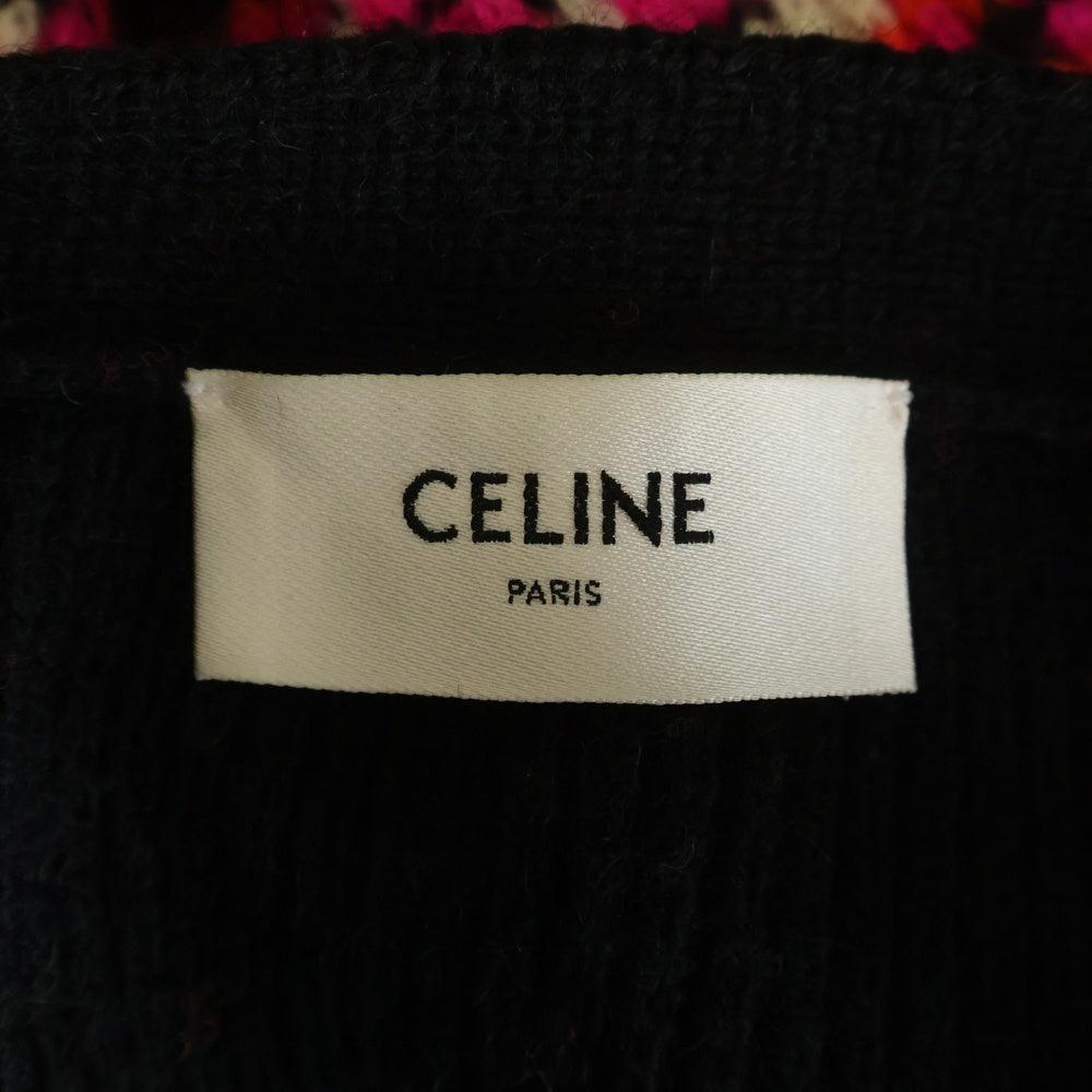 CELINE(セリーヌ) 22AW SKI JACQUARD WOOL KNIT CARDIGAN スキー ジャガード ロゴデザイン Vネック ニット カーディガン ピンク 2AC91579S