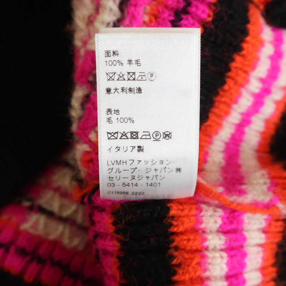 CELINE(セリーヌ) 22AW SKI JACQUARD WOOL KNIT CARDIGAN スキー ジャガード ロゴデザイン Vネック ニット カーディガン ピンク 2AC91579S