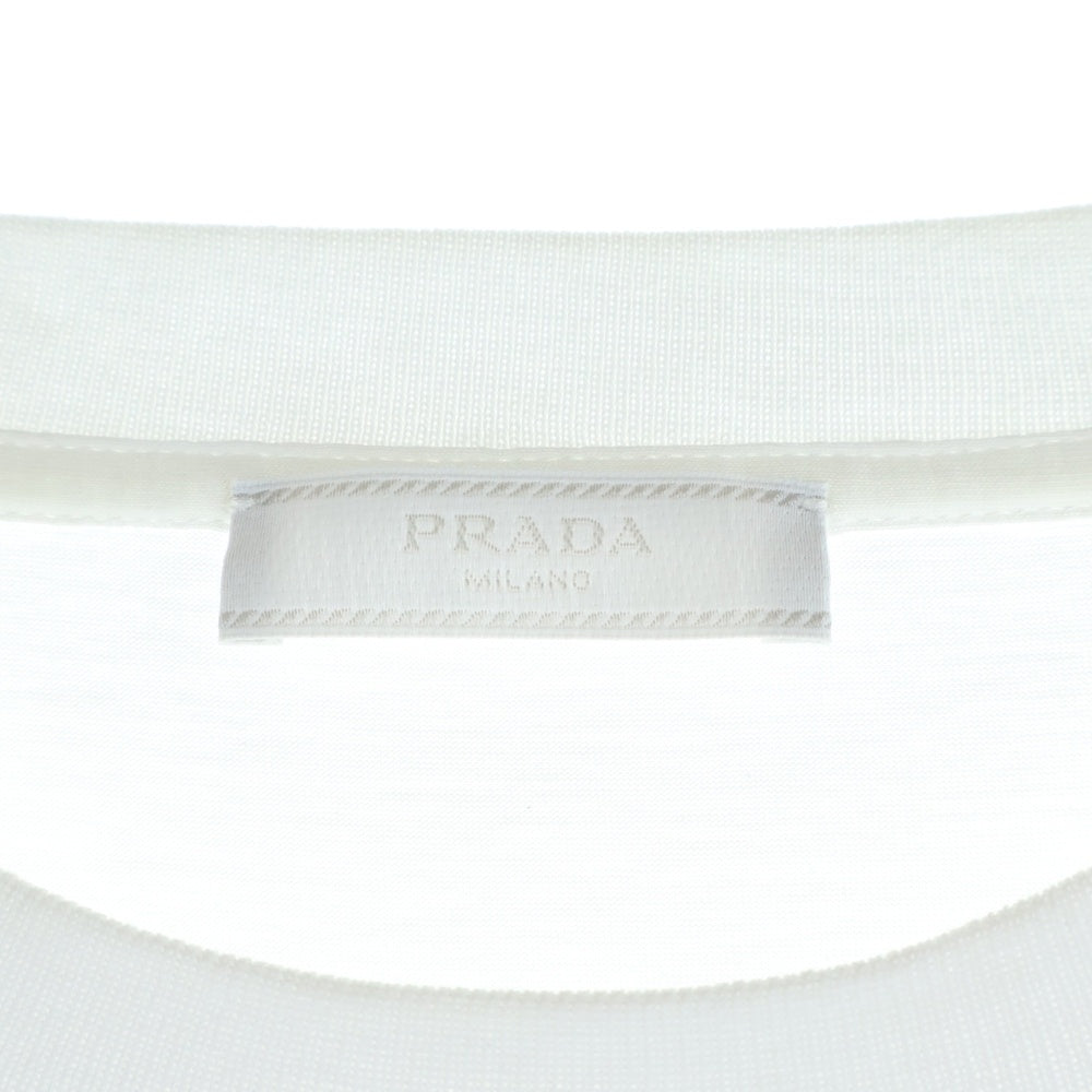PRADA(プラダ) JERSEY ジャージー ロゴデザイン クルーネック カットソー 半袖Tシャツ ホワイト UJN847 S231 12VU