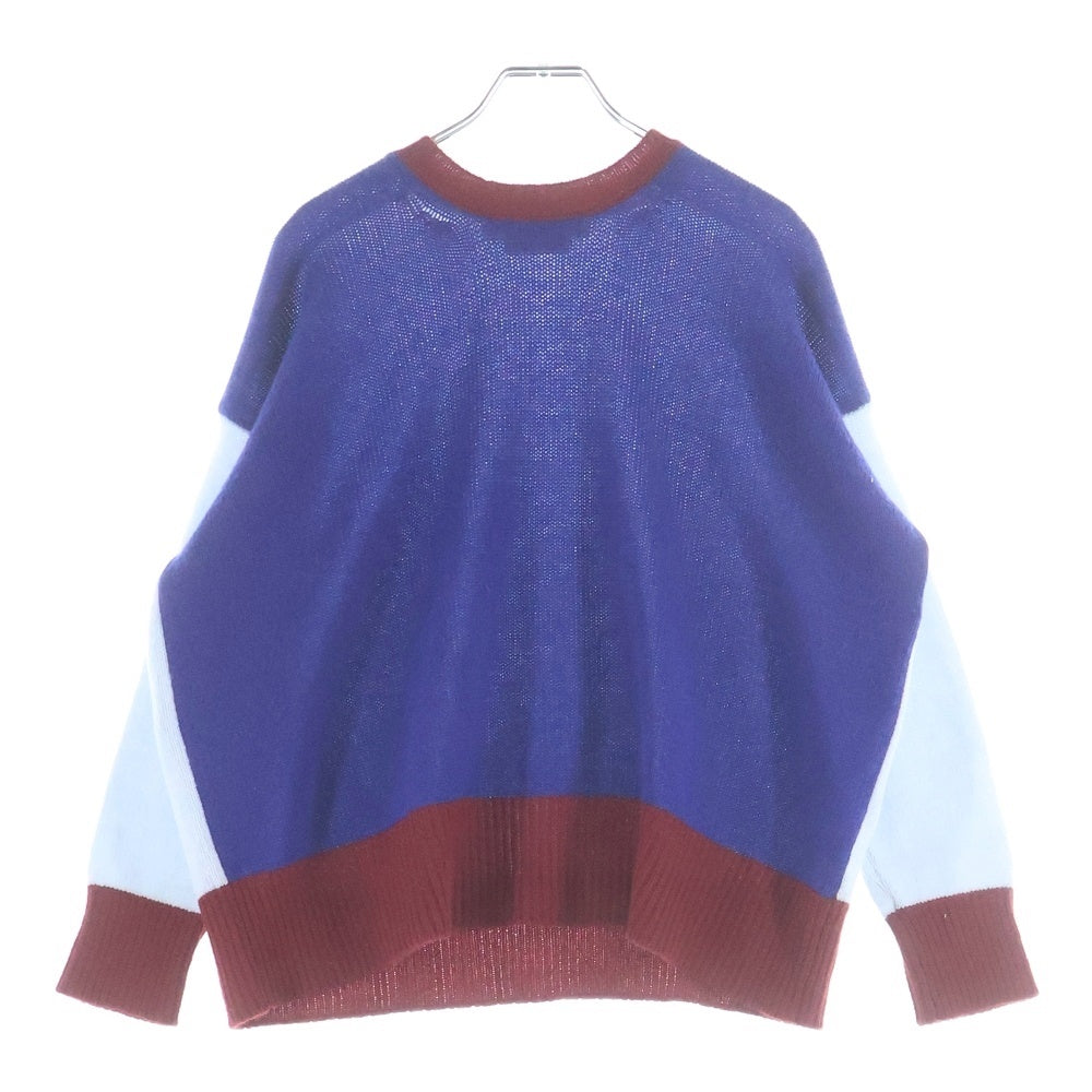 MARNI(マルニ) 25AW カラーブロック クルーネック カシミヤニット セーター レディース ブルー/レッド