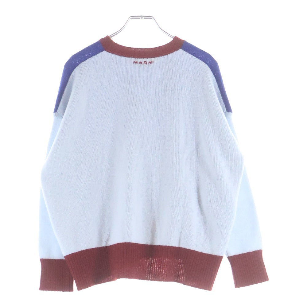 MARNI(マルニ) 25AW カラーブロック クルーネック カシミヤニット セーター レディース ブルー/レッド