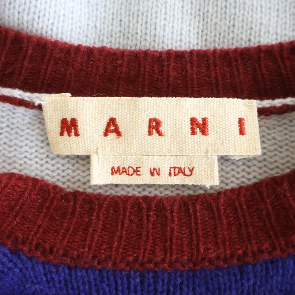 MARNI(マルニ) 25AW カラーブロック クルーネック カシミヤニット セーター レディース ブルー/レッド