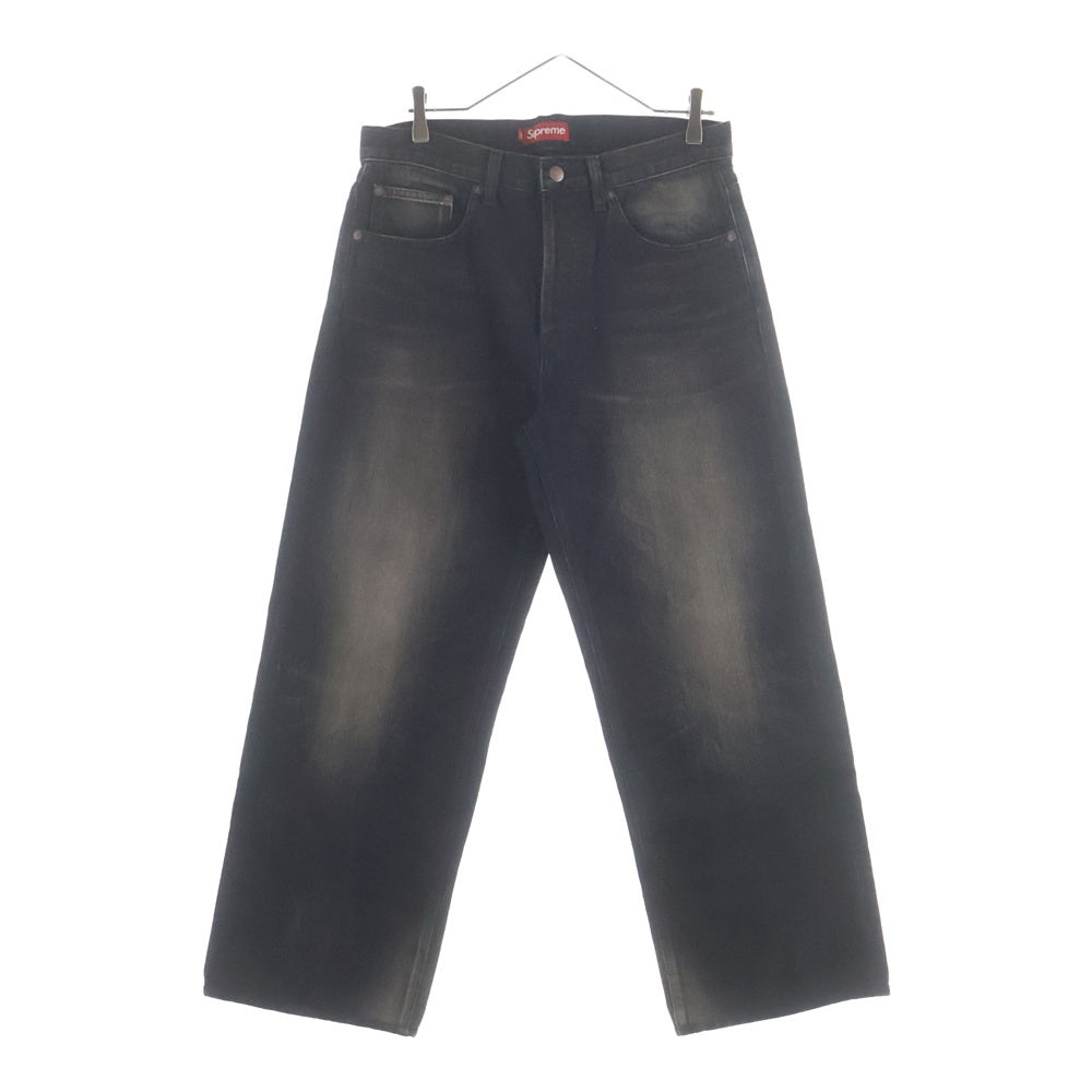 SUPREME(シュプリーム) Distressed Loose Fit Selvedge Jean ディストレスト ルーズ フィット セルビッジ ジーンズ ボタンフライ 5ポケットデニムパンツ ブラック