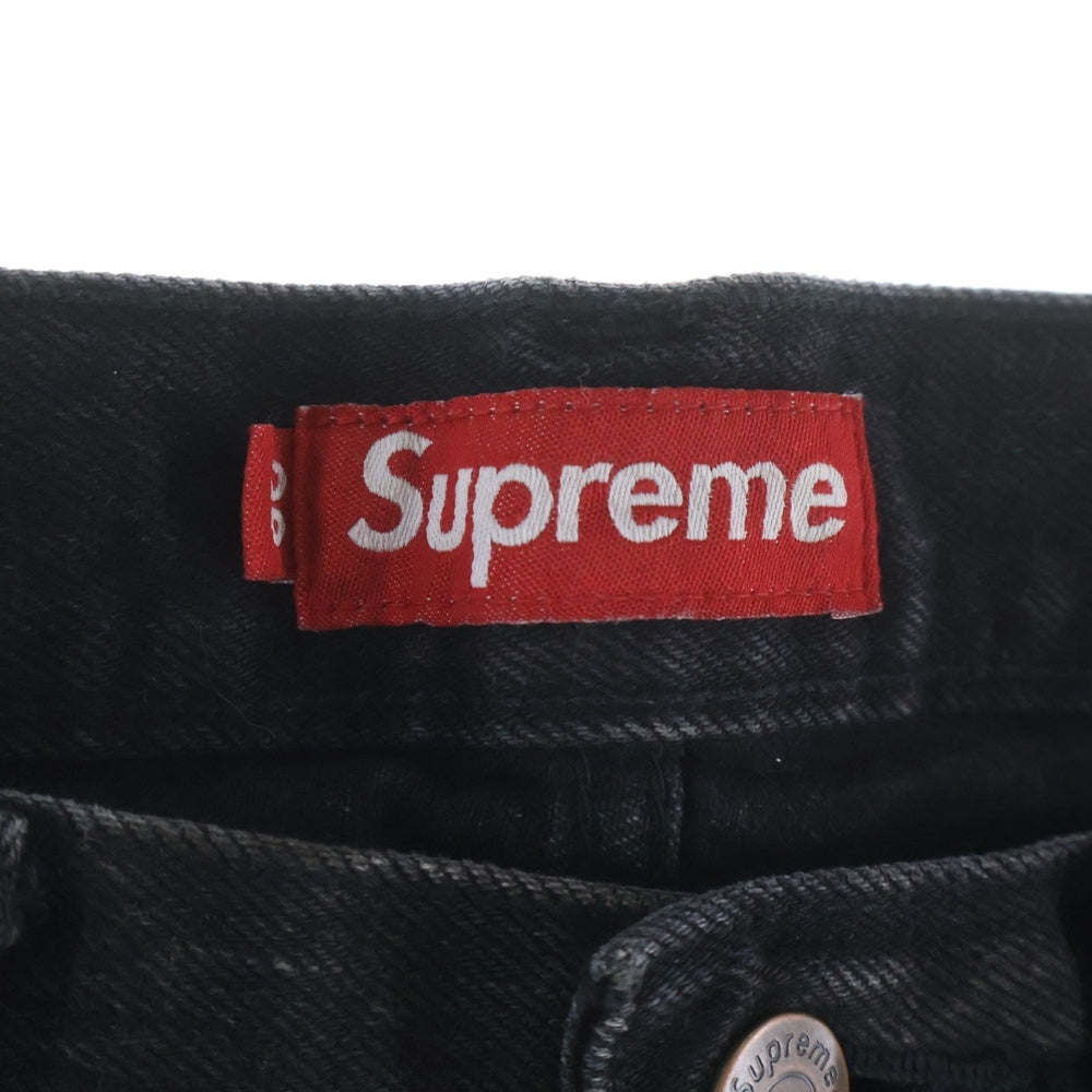 SUPREME(シュプリーム) Distressed Loose Fit Selvedge Jean ディストレスト ルーズ フィット セルビッジ ジーンズ ボタンフライ 5ポケットデニムパンツ ブラック
