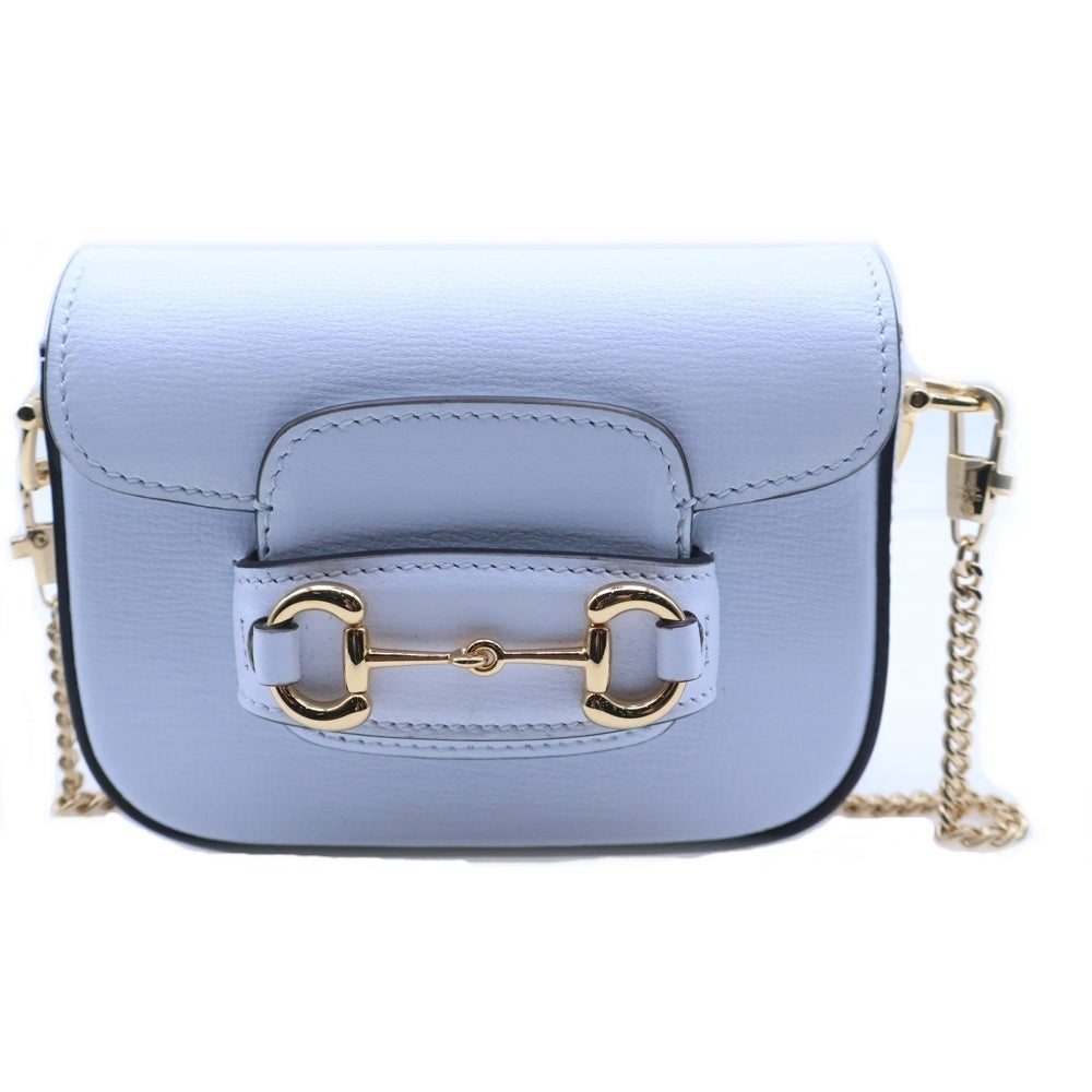 GUCCI(グッチ) HORSEBIT 1955 ホースビット スーパーミニ レザー チェーンショルダーバッグ ブルー 760253 レディース