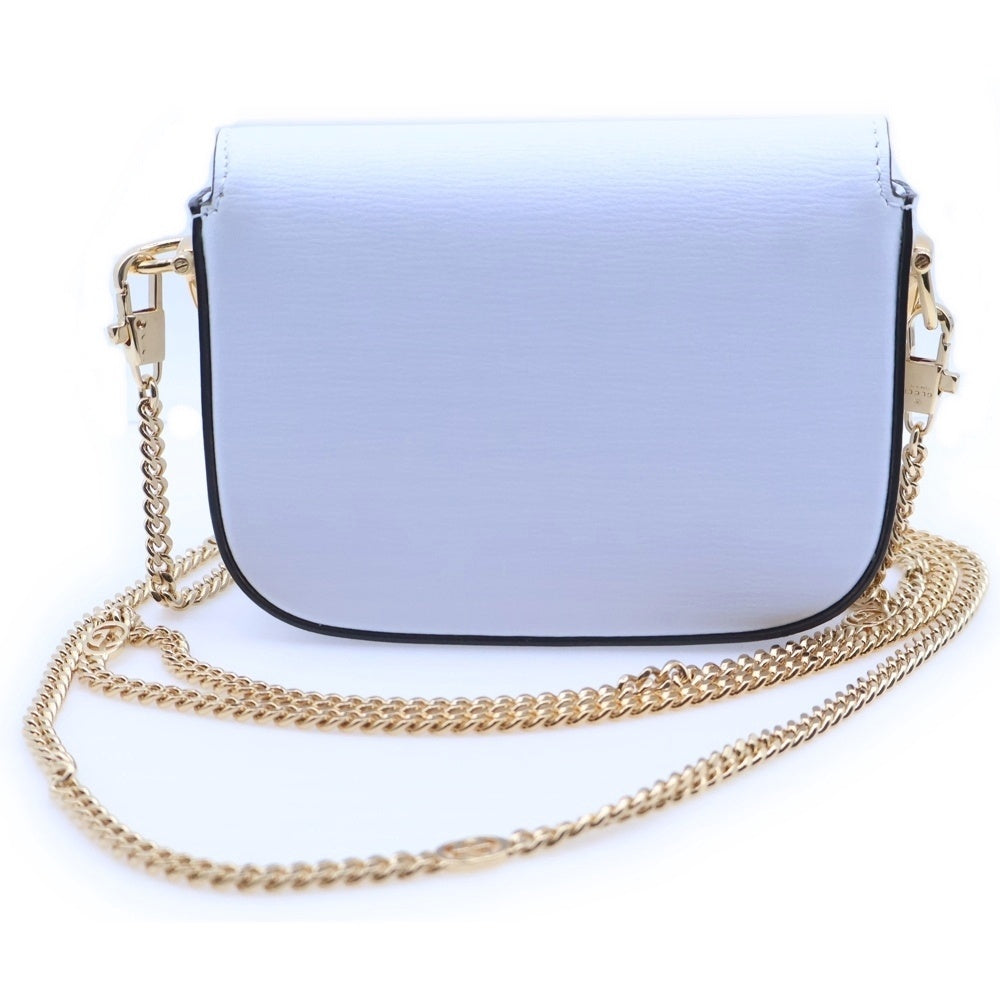 GUCCI(グッチ) HORSEBIT 1955 ホースビット スーパーミニ レザー チェーンショルダーバッグ ブルー 760253 レディース