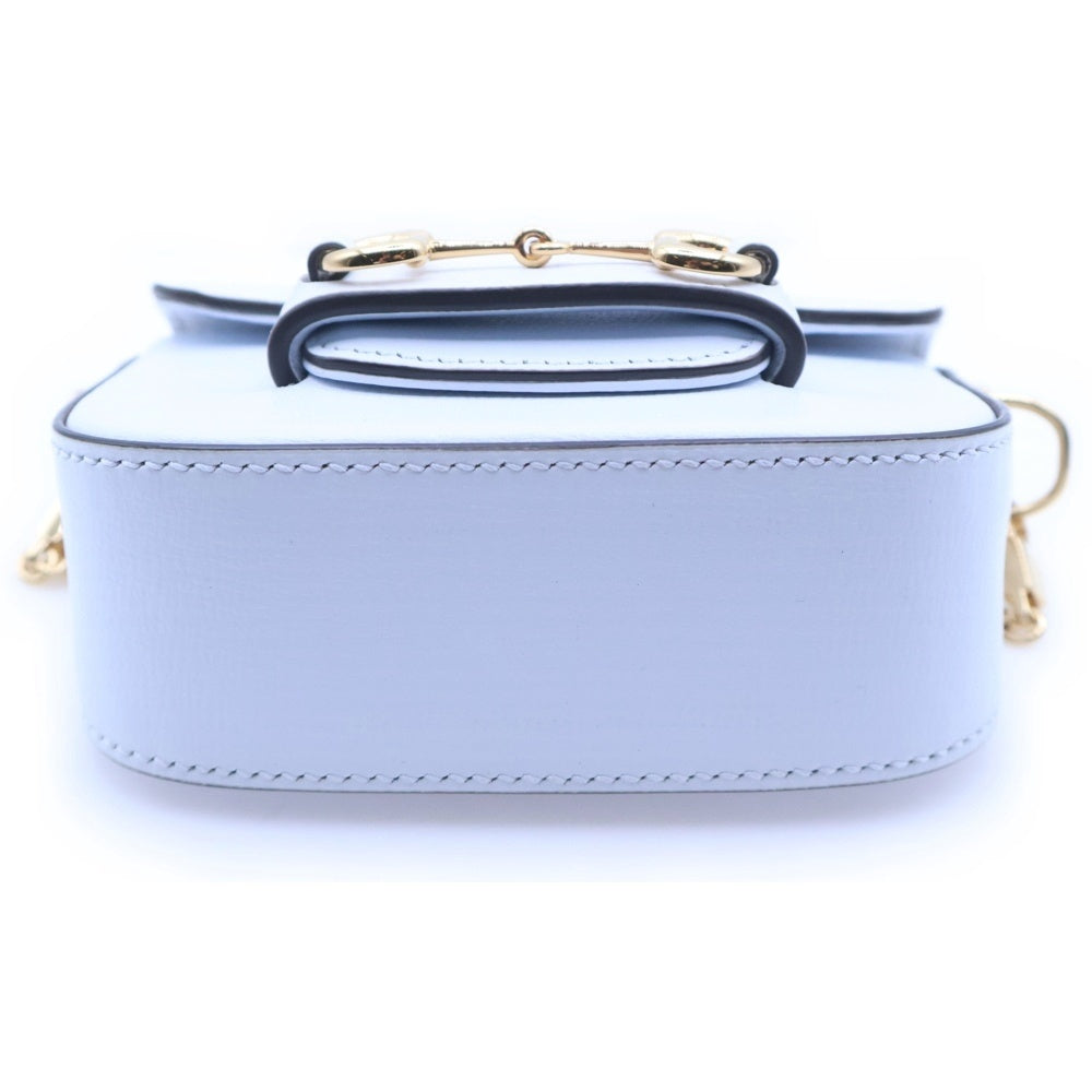 GUCCI(グッチ) HORSEBIT 1955 ホースビット スーパーミニ レザー チェーンショルダーバッグ ブルー 760253 レディース