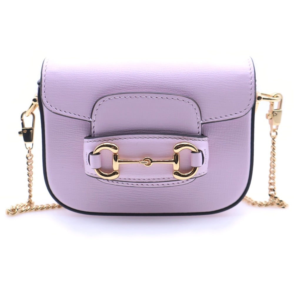 GUCCI(グッチ) HORSEBIT 1955 ホースビット スーパーミニ レザー チェーンショルダーバッグ ピンク 760253 レディース