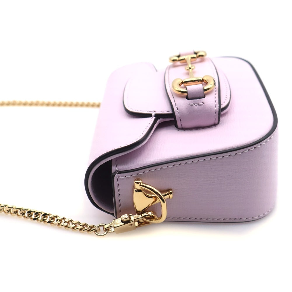 GUCCI(グッチ) HORSEBIT 1955 ホースビット スーパーミニ レザー チェーンショルダーバッグ ピンク 760253 レディース